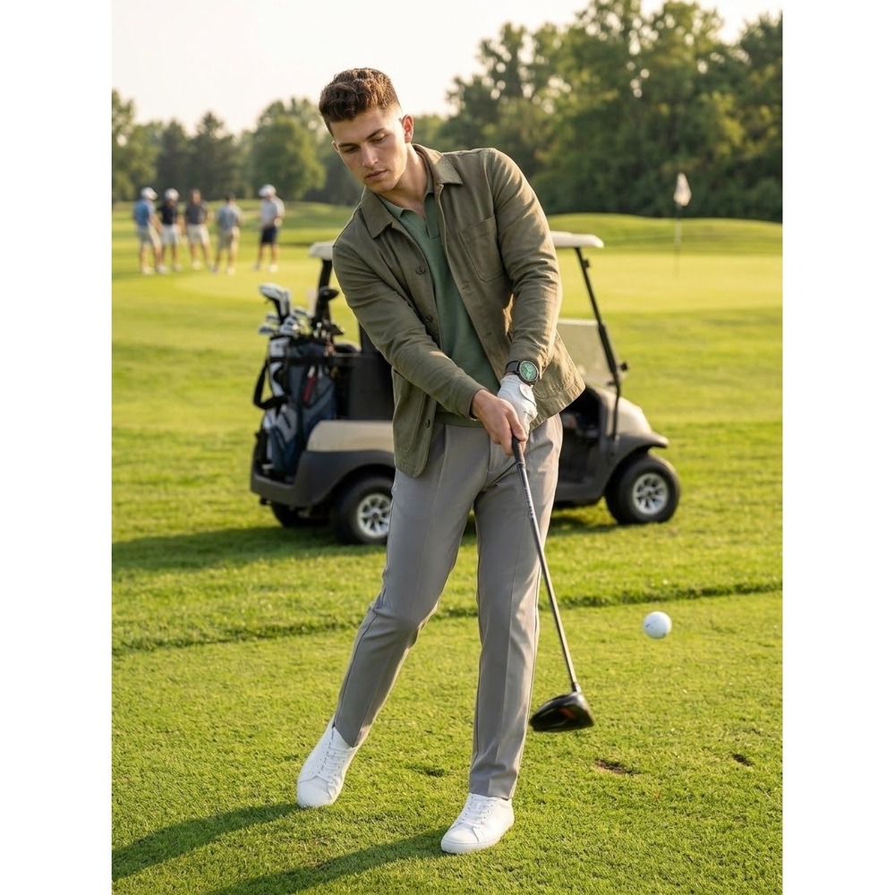 IZOD Golf Mens Gray Flat Front Performance Stretch Pants 34x32